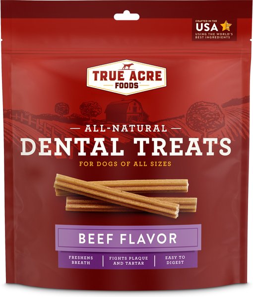 True Acre Foods All-Natural Dental Chew Sticks Beef Flavor Dental Dog Treats