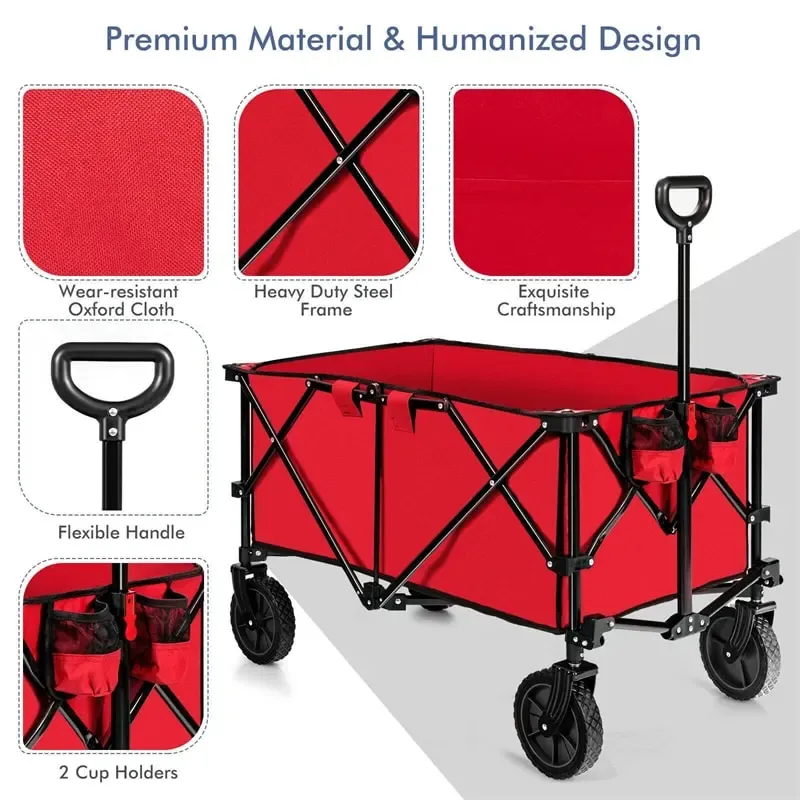 Outdoor Collapsible Utility Garden Wagon Cart Trolley Buggy