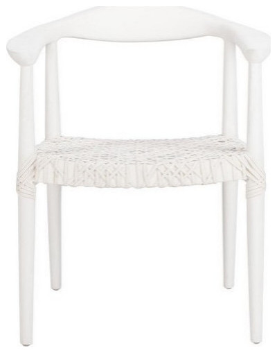 Helen Leather Woven Arm Chair  White/Off White   Midcentury   Armchairs And Accent Chairs   by Rustic Home Furniture Deco  Houzz