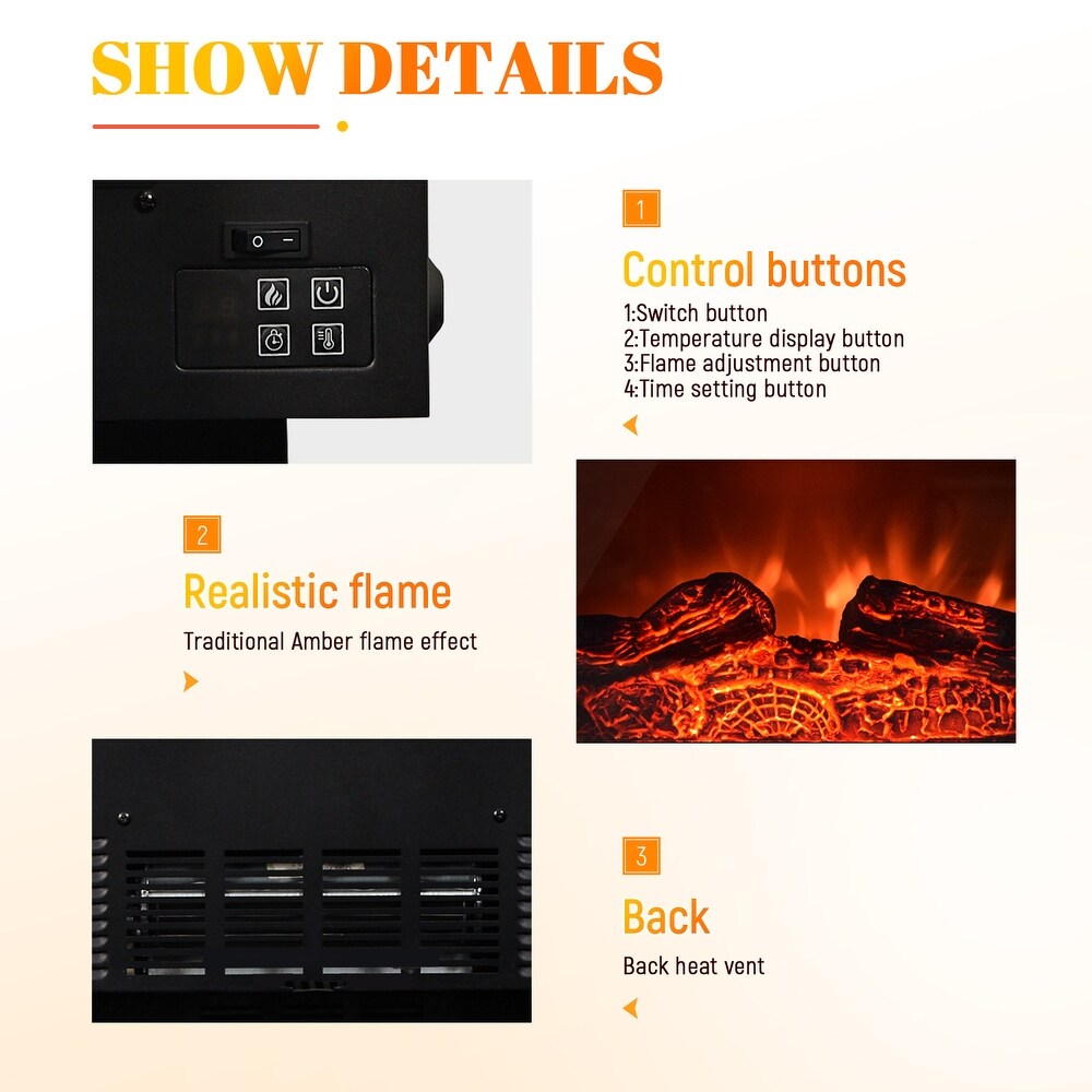 ELEGANT 26 inch Electric Fireplace Wall Mounted with Remote   26''L x 18''H x 5.2''D