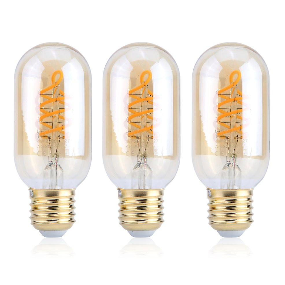 Amber Glass T45 Spiral ment Light 240v 4w E27 Bulb 3pcs 2200k Led Lamp