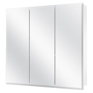 Glacier Bay 30-38 in. W x 30-316 in. H Frameless Surface-Mount Tri-View Bathroom Medicine Cabinet 45402