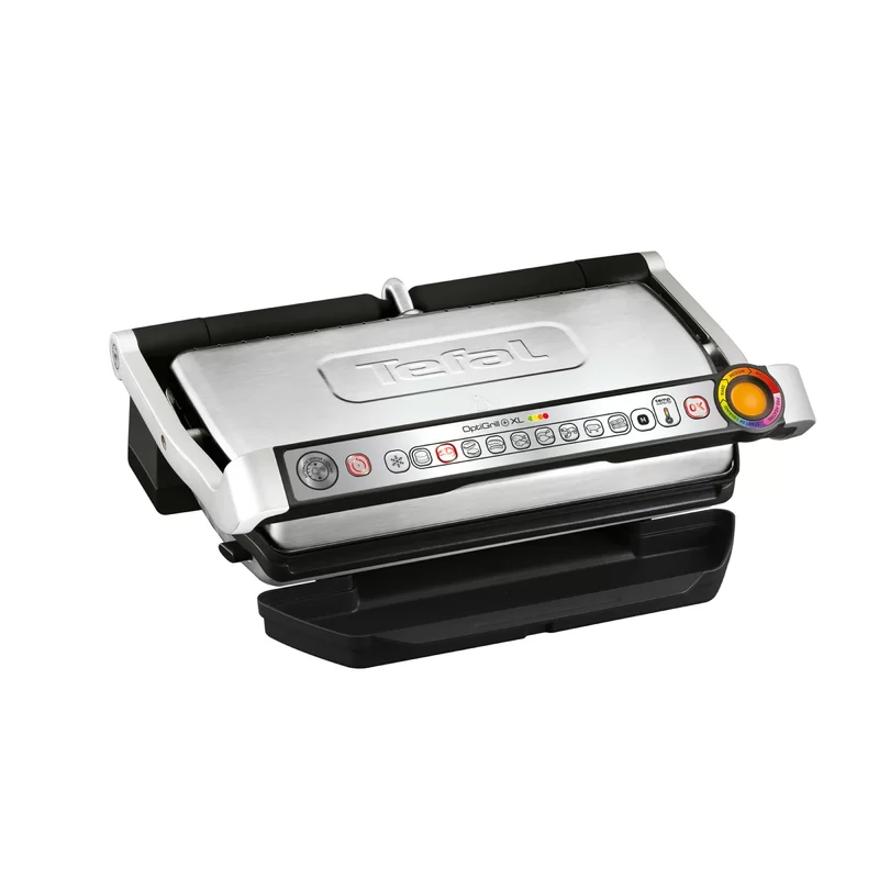 T-fal GC722D53 1800W OptiGrill XL Stainless Steel Large Indoor Electric Grill with Removable and Dishwasher Safe Plates， Silver