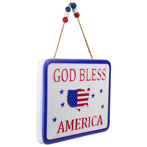 Metal Patriotic quot god Bless America quot Sign With Stars Wall Decor