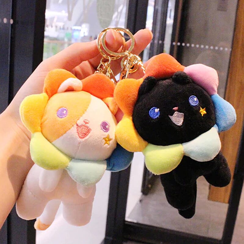 Colorful Sunflower Cat Keychain