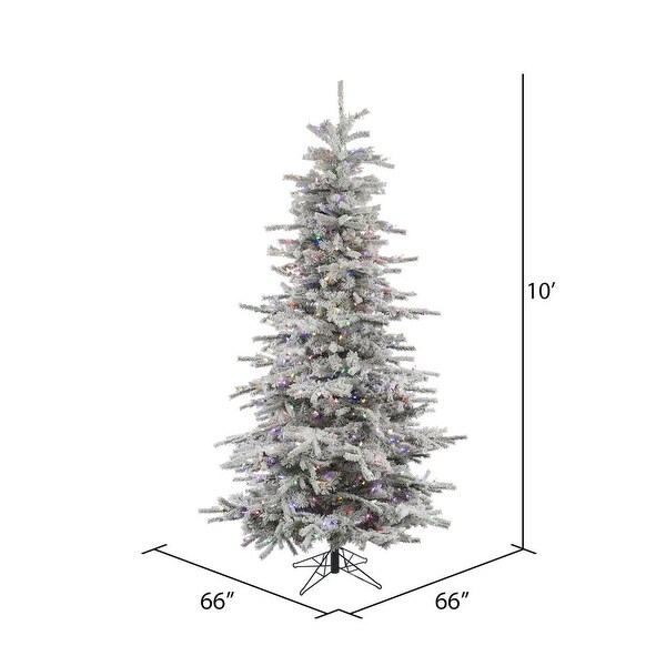 Vickerman 10' Flocked Sierra Fir Slim Artificial Christmas Tree，1100 MultiColored LED lights