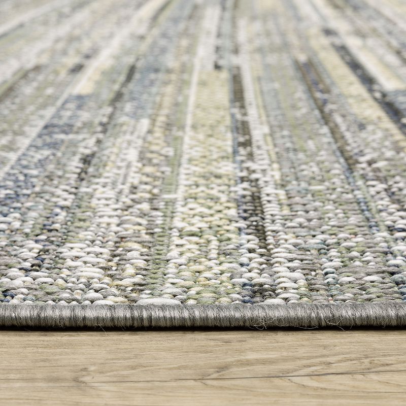 StyleHaven Calla Modern Distressed Stripe Blue Green Indoor Outdoor Area Rug