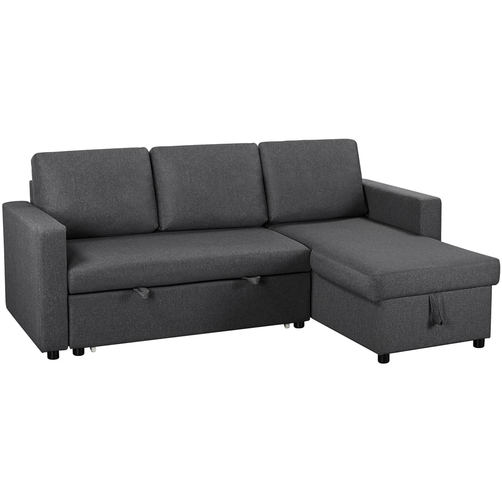 Yaheetech L-Shaped Reversible Sofa with Pull Out Bed & Storage For Limited Spaces, Dark Gray