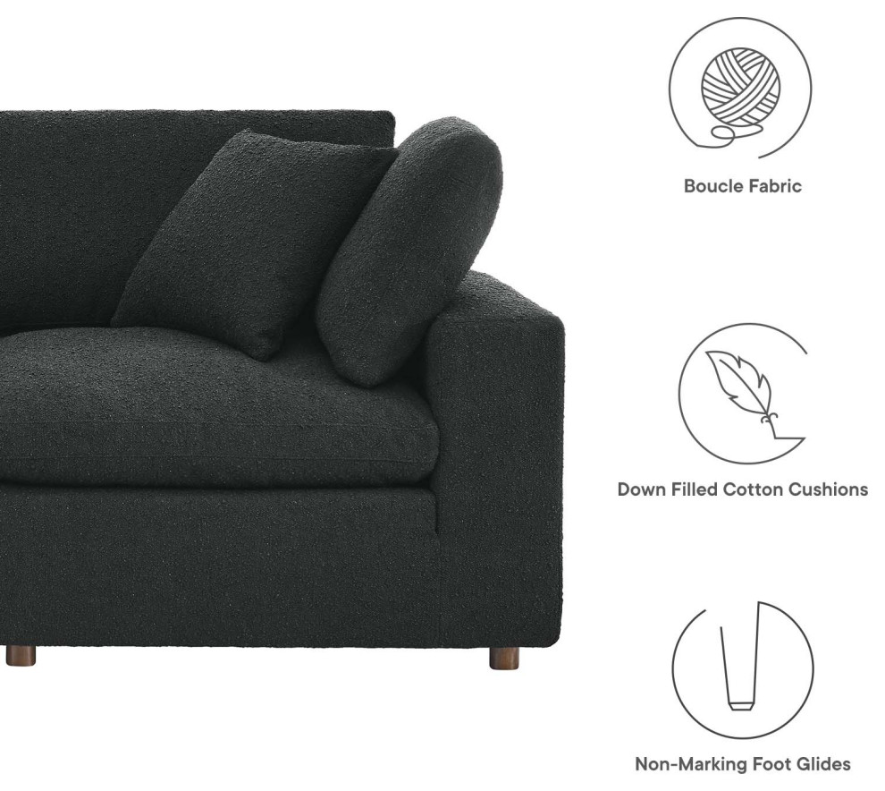 Commix Down Filled Overstuffed Boucle Fabric 4 Seater Sofa  Black   Transitional   Sectional Sofas   by First of a Kind USA Inc  Houzz