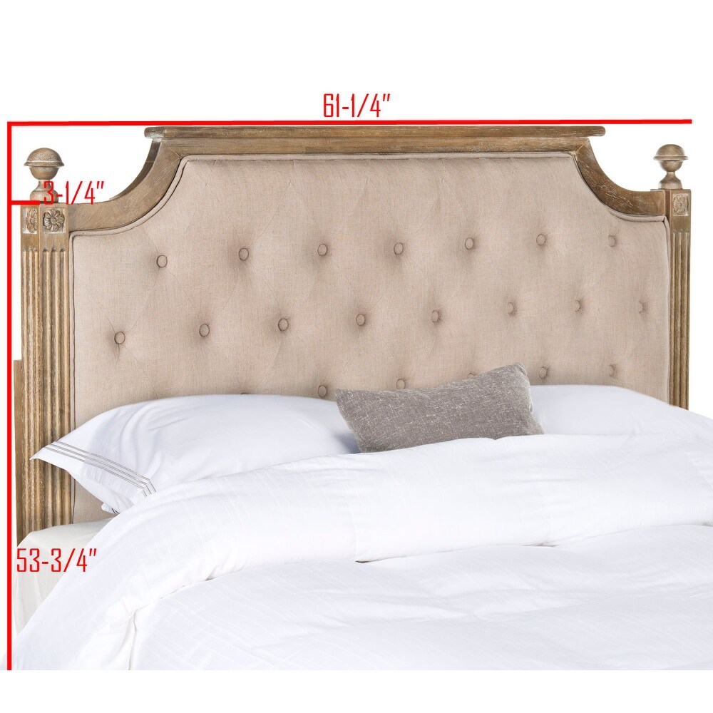 SAFAVIEH Rustic Wood Taupe Tufted Linen Queen Headboard