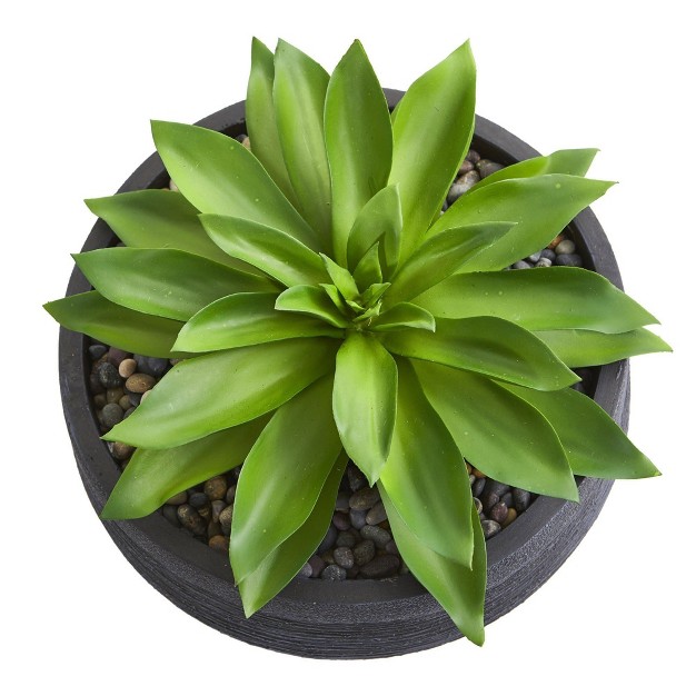 Nearly Natural 10-in Large Succulent Artificial Plant In Decorative Bowl