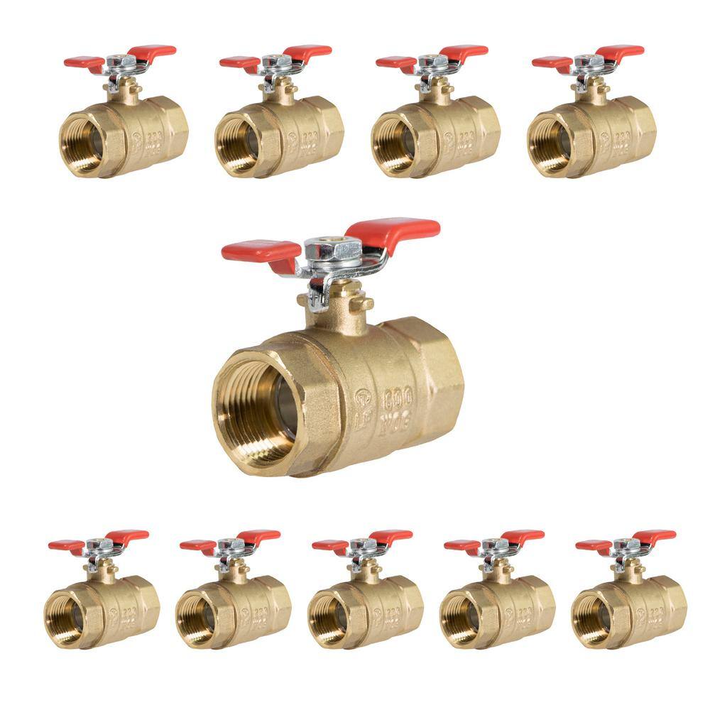 The Plumber's Choice 12 in. SWT x 12 in. SWT Premium Brass Full Port Ball Valve with T-Handle (10-Pack) 837C234-10-NL