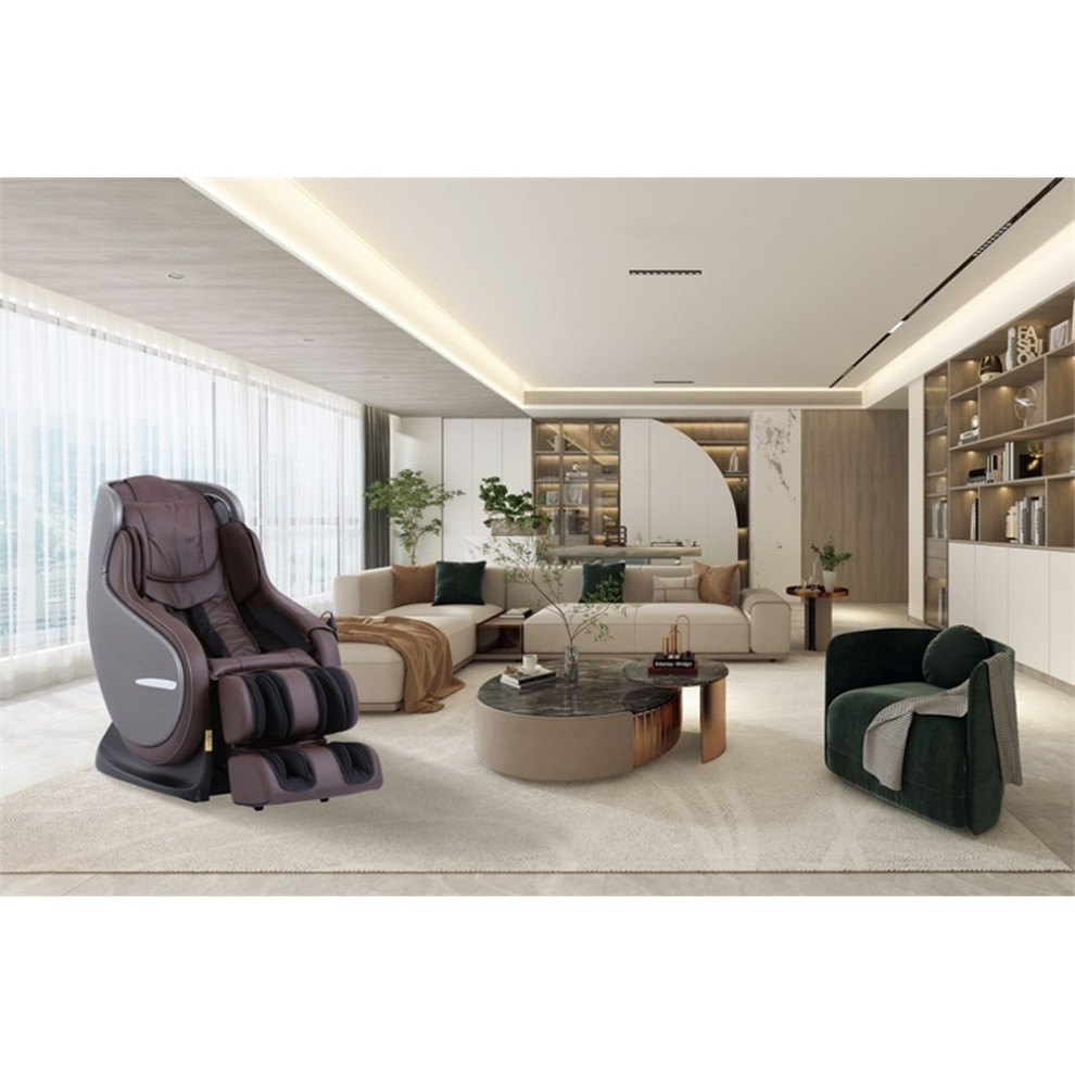 Elvis Chocolate Faux Leather Premium Massage Chair with Bluetooth Speaker   Contemporary   Massage Chairs   by Homesquare  Houzz