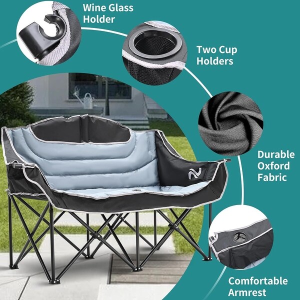 DoCred Double Seats Oversized Camping Chair with Cup Holder