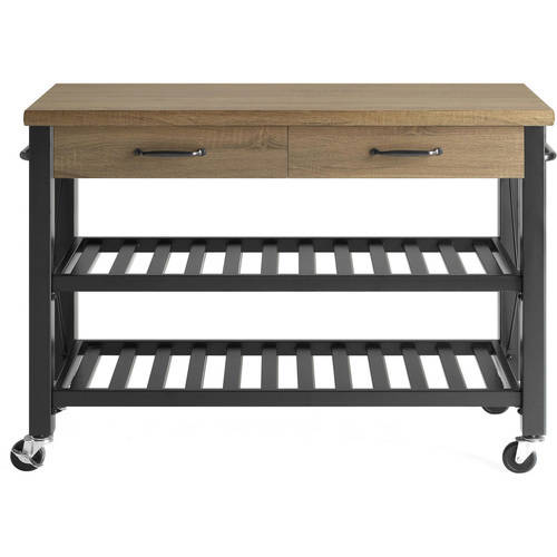 Whalen Santa Fe Kitchen Cart with Metal Shelves and TV Stand Feature