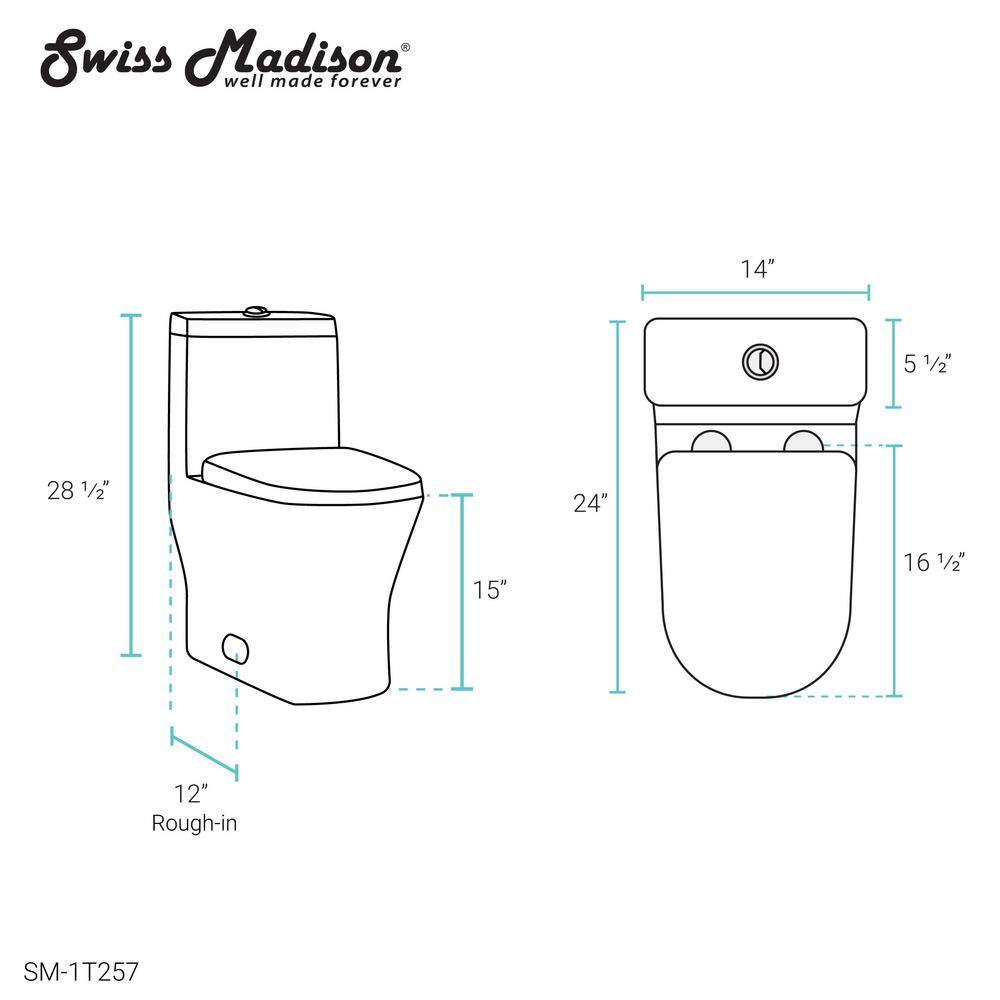 Swiss Madison Sublime II 1-Piece 0.81.28 GPF Dual Flush Compact Toilet in White Seat Included SM-1T257