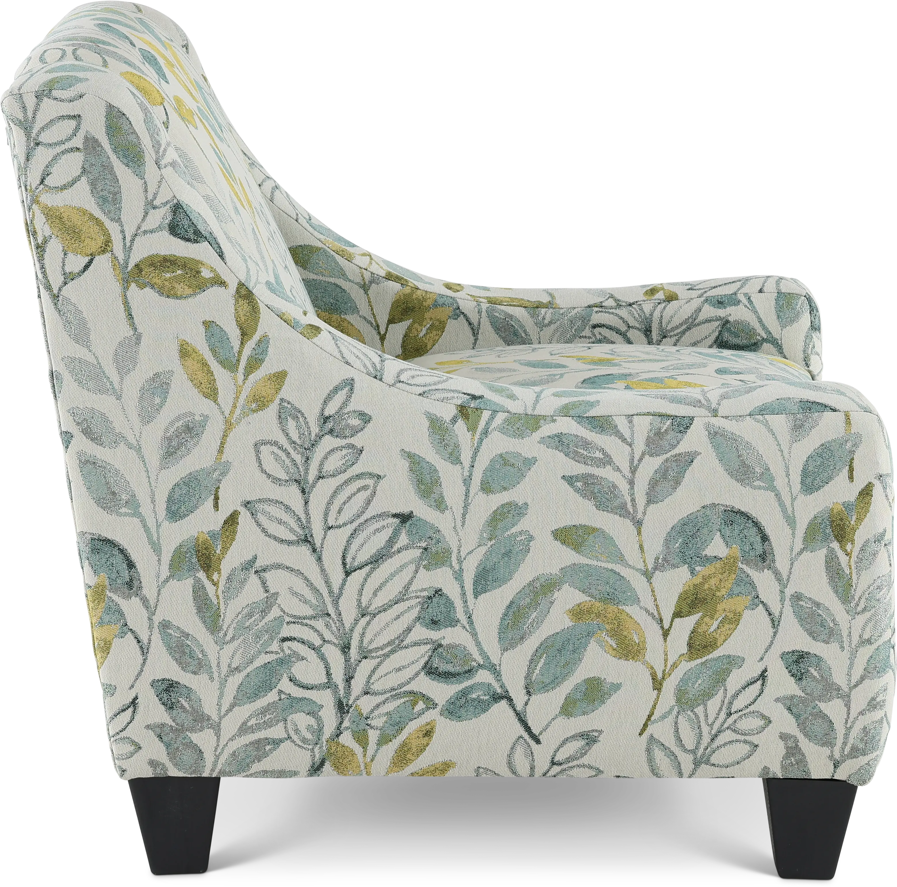 American Farmhouse Off-White Leaf Print Accent Chair