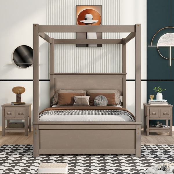 3 Piece Wood Bedroom Sets with Two Nightstands - - 36067824