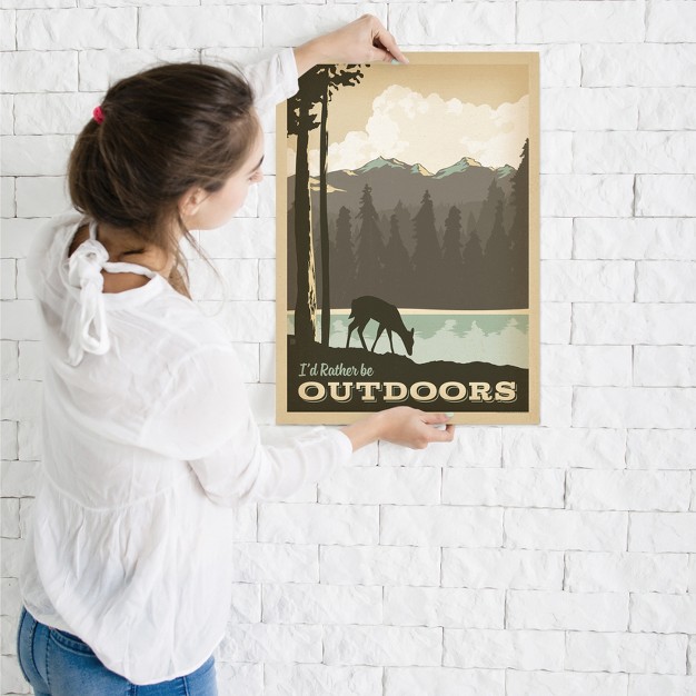 Americanflat Vintage Botanical Lake Id Rather Be Outdoors By Anderson Design Group Poster