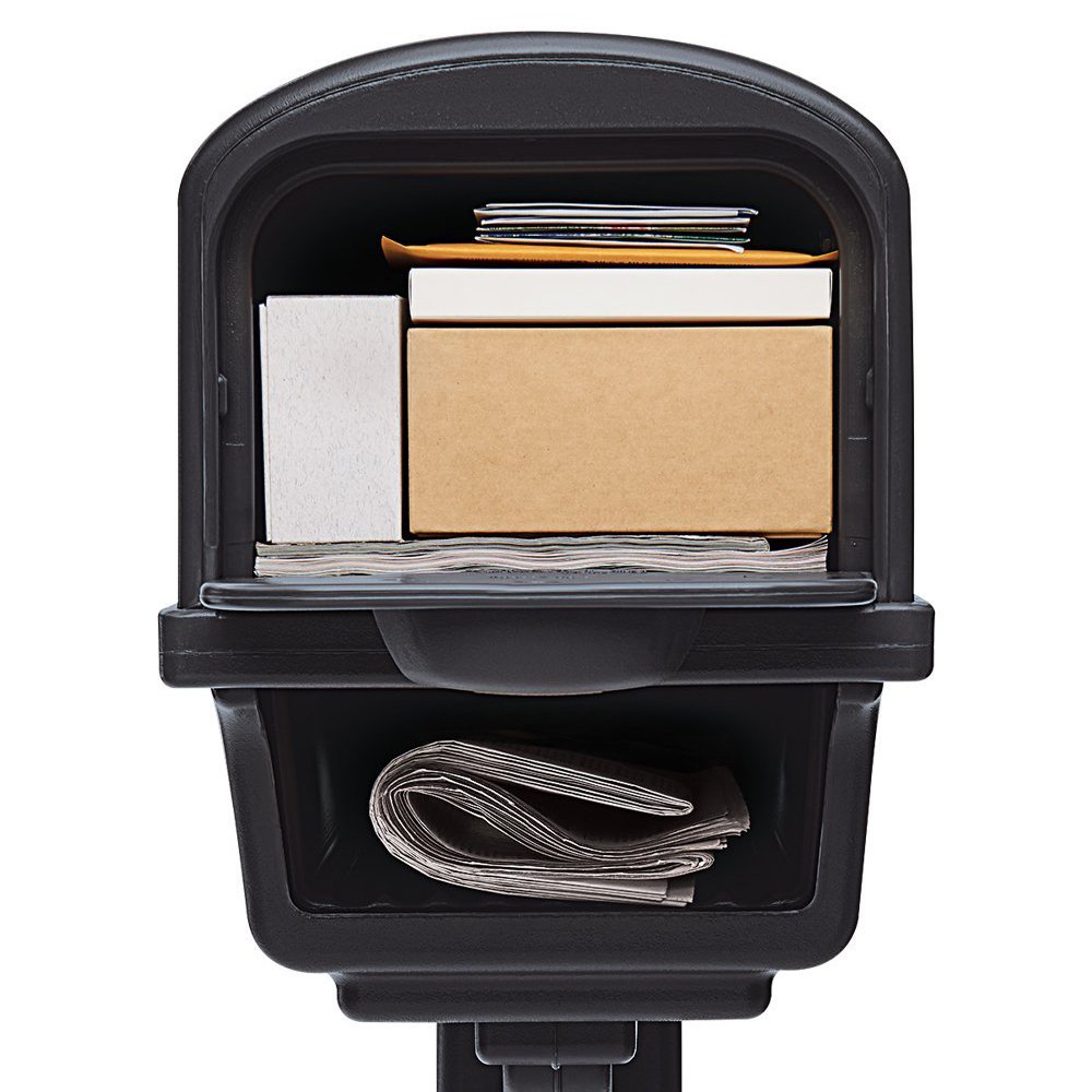 Gibraltar Mailboxes Gentry All-in-One， Large， Plastic， Mailbox and Post Combo， Black， GGC1B0000