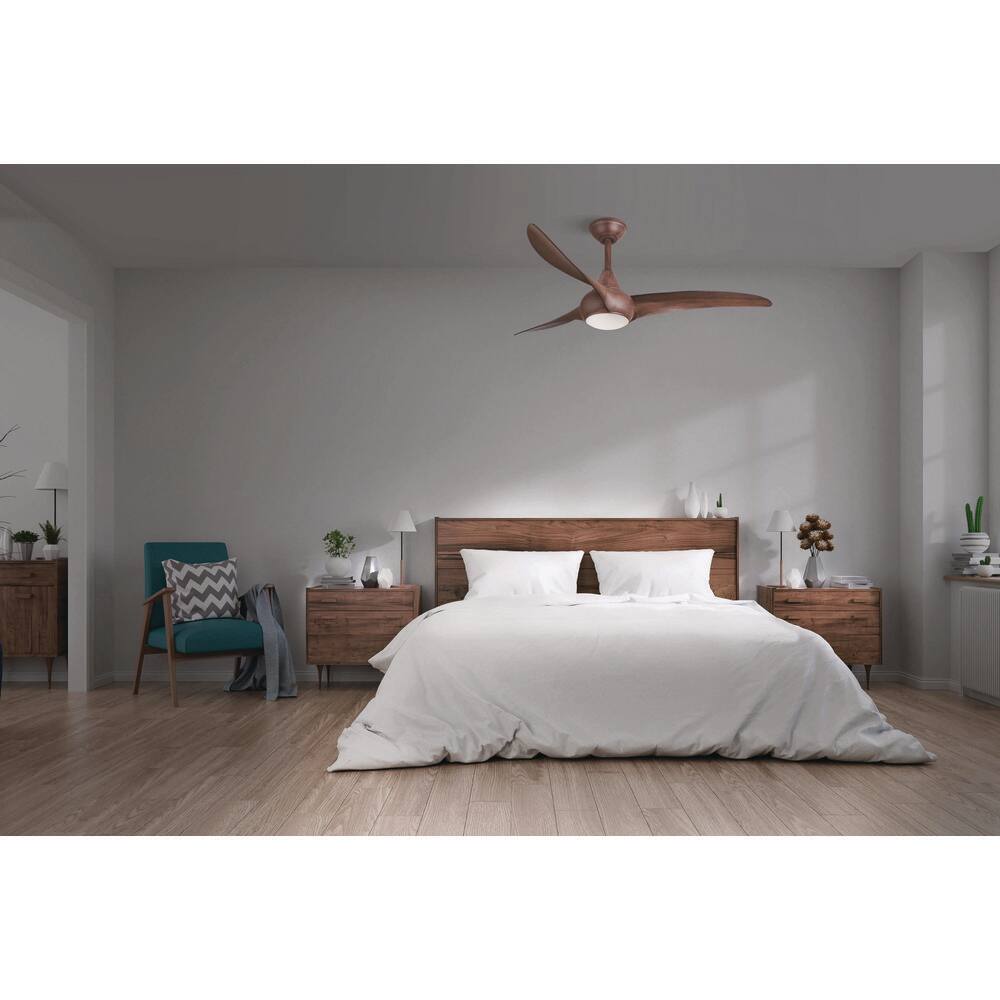 MINKA-AIRE Light Wave 52 in. Integrated LED Indoor Distressed Koa Ceiling Fan with Light with Remote Control F844-DK