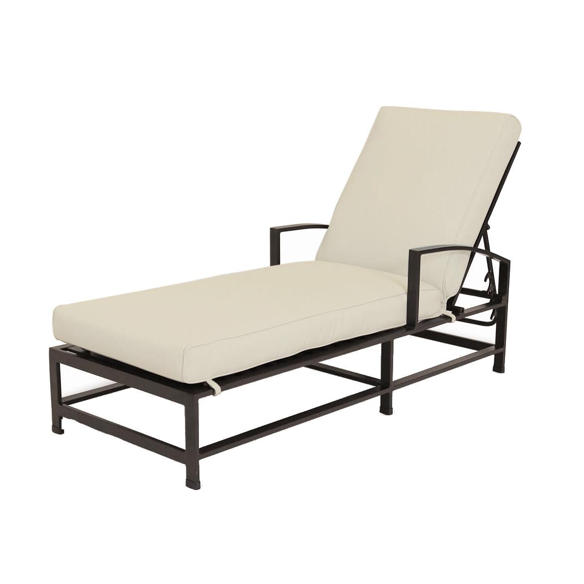 La Jolla Aluminum Patio Chaise Lounge W/ Sunbrella Canvas Flax Cushions By Sunset West