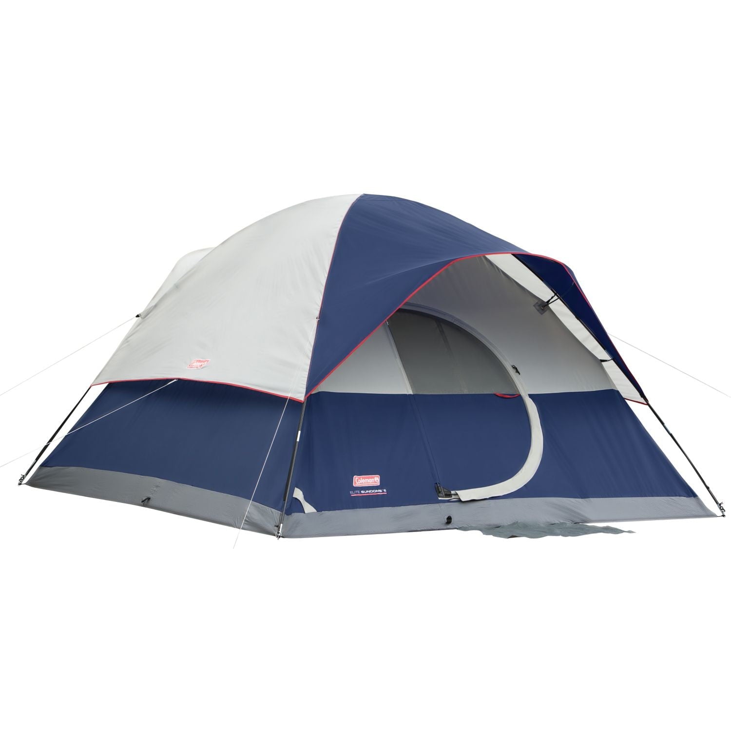 Coleman Elite Sun Dome 6-Person Tent with Built-in LED Lights， 1 Room， Navy Blue