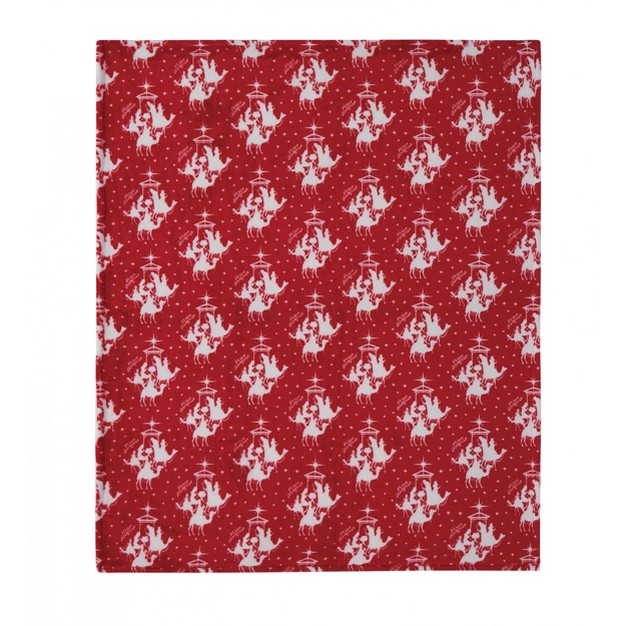 Kate Aurora Holiday Living Red Christmas Three Kings Plush Accent Throw Blanket 50 In W X 60 In L