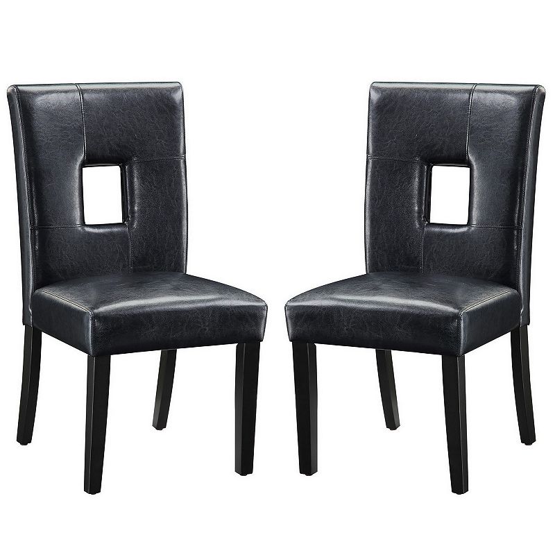 Contemporary Dining Side Chair with Upholstered Seat and Back， Black， Set of 2