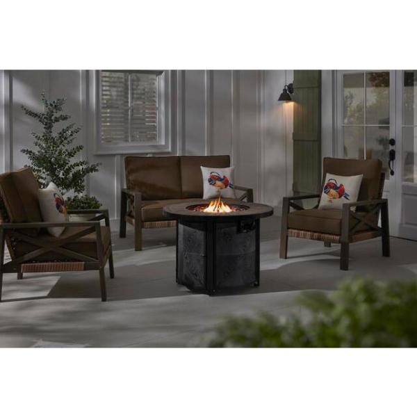 Hampton Bay 36 in. W x 25.2 in. H Round Fire Table with Steel Frame FP21531-J