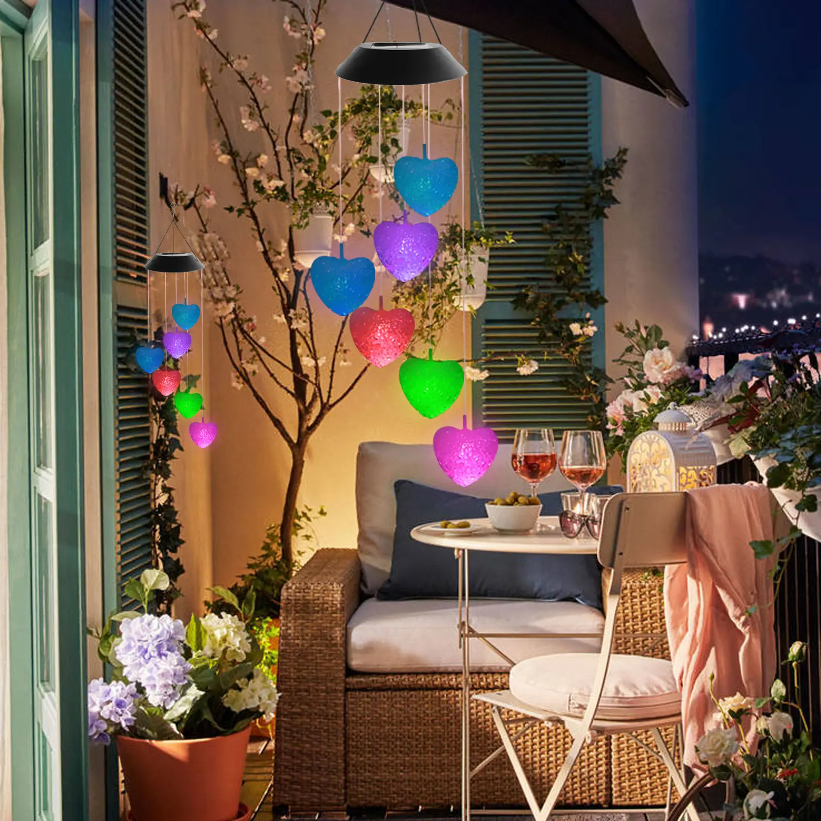 SOL2610F Exquisite Solar Ball Shaped Wind Chime Light LED Waterproof Hanging Light For Garden Decoration