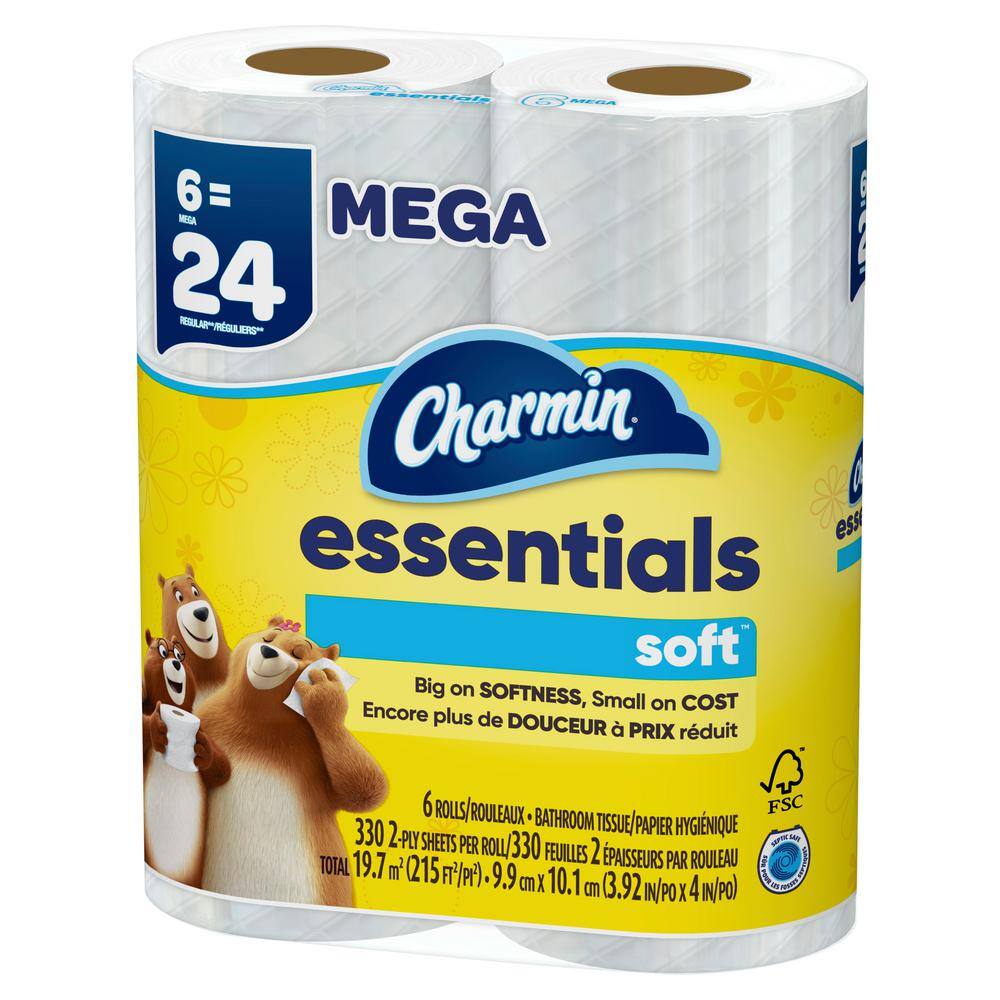 Charmin Essentials Soft Toilet Paper Rolls (6 Mega Rolls Case of 3) 003077204537