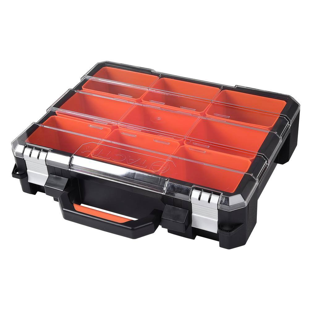 TACTIX 17 in. Plastic Portable Organizer with 9-Bins 320060