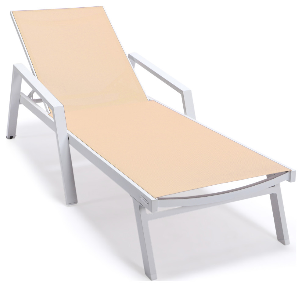 LeisureMod Marlin Patio Chaise Lounge Chair White Arms Set of 2   Contemporary   Outdoor Chaise Lounges   by LeisureMod  Houzz