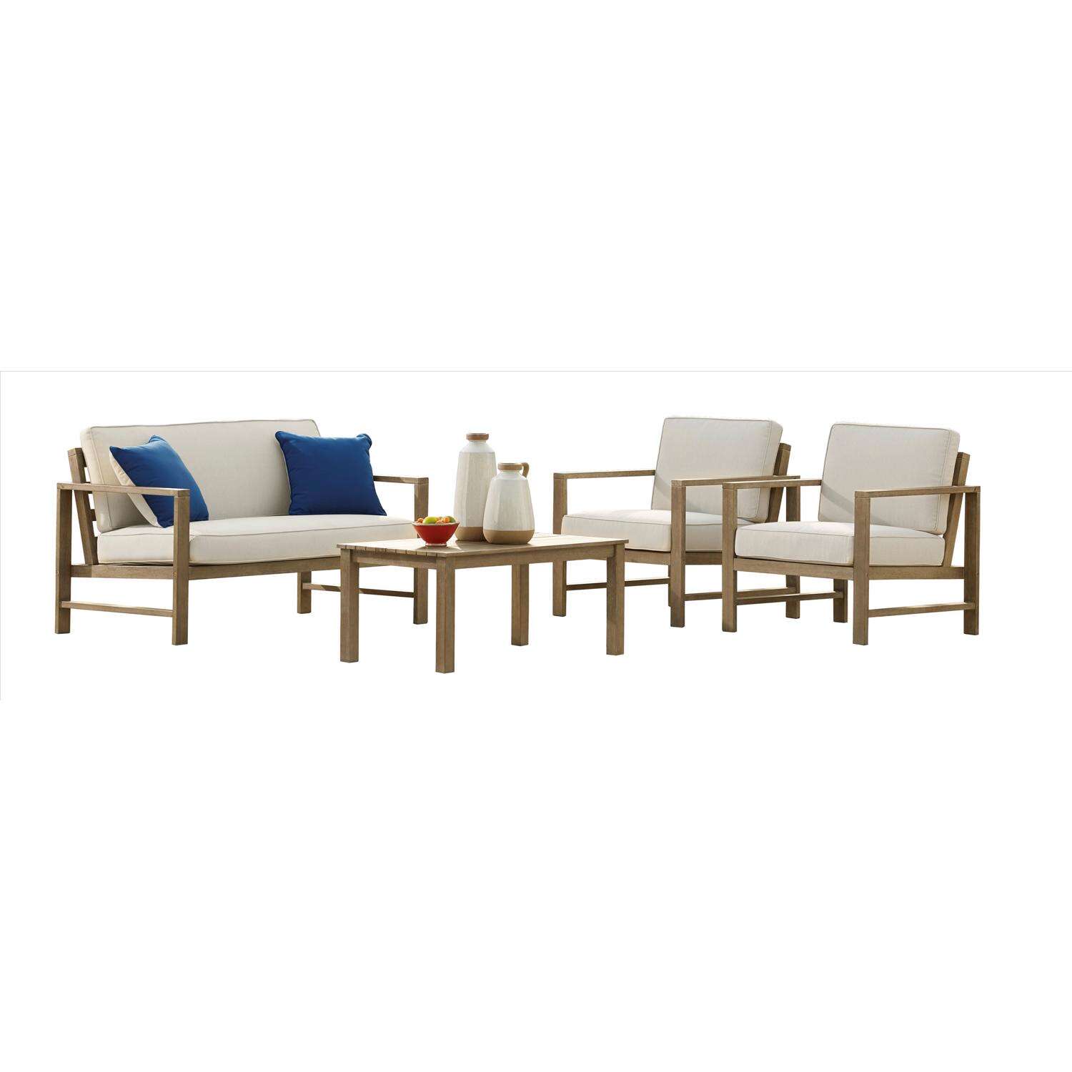 Signature Design by Ashley Zecorra 4 pc Light Brown Wood Conversation Set Beige