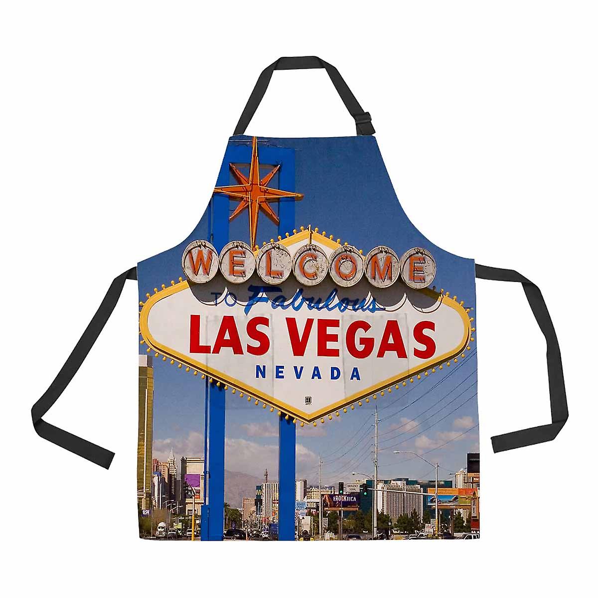 Welcome To Las Vegas With New Grass Unisex Adjustable Bib Apron With Pockets For Commercial Restaurant And Home Kitchen Use