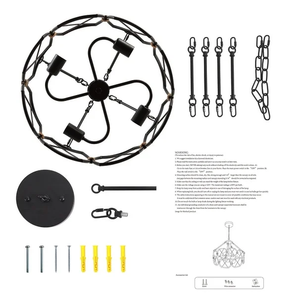 4-Light Farmhouse Chandelier， Modern Round Pendant Lighting Shopping - The Best Deals on Chandeliers
