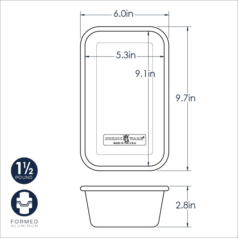 Nordic Ware Natural Aluminum Commercial Loaf Pan  1.5 Pound