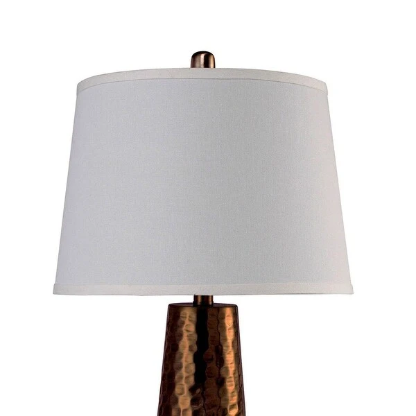 Contemporary Table Lamp with Flared Base and Hammered Pattern， Antique Gold - 26 H x 12.5 W x 12.5L Inches