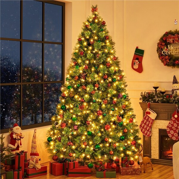 Yaheetech PreLit Christmas Tree Hinged Realistic Tree，Green