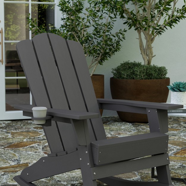 Merrick Lane Hdpe Adirondack Chair With Cup Holder And Pull Out Ottoman All weather Hdpe Indoor outdoor Chair