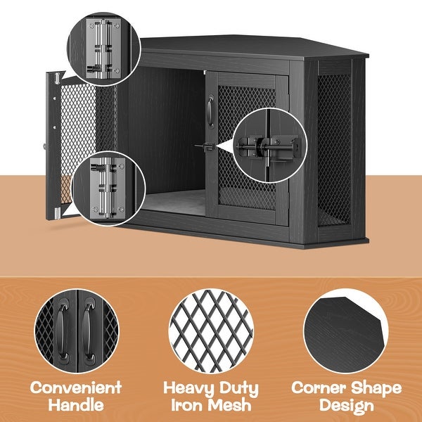 Corner Dog Crate Dog Kennel with Cushion Indoor Dog Crate Cage