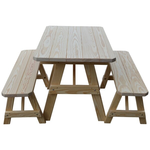 Pine 4' Traditional Picnic Table with 2 Benches