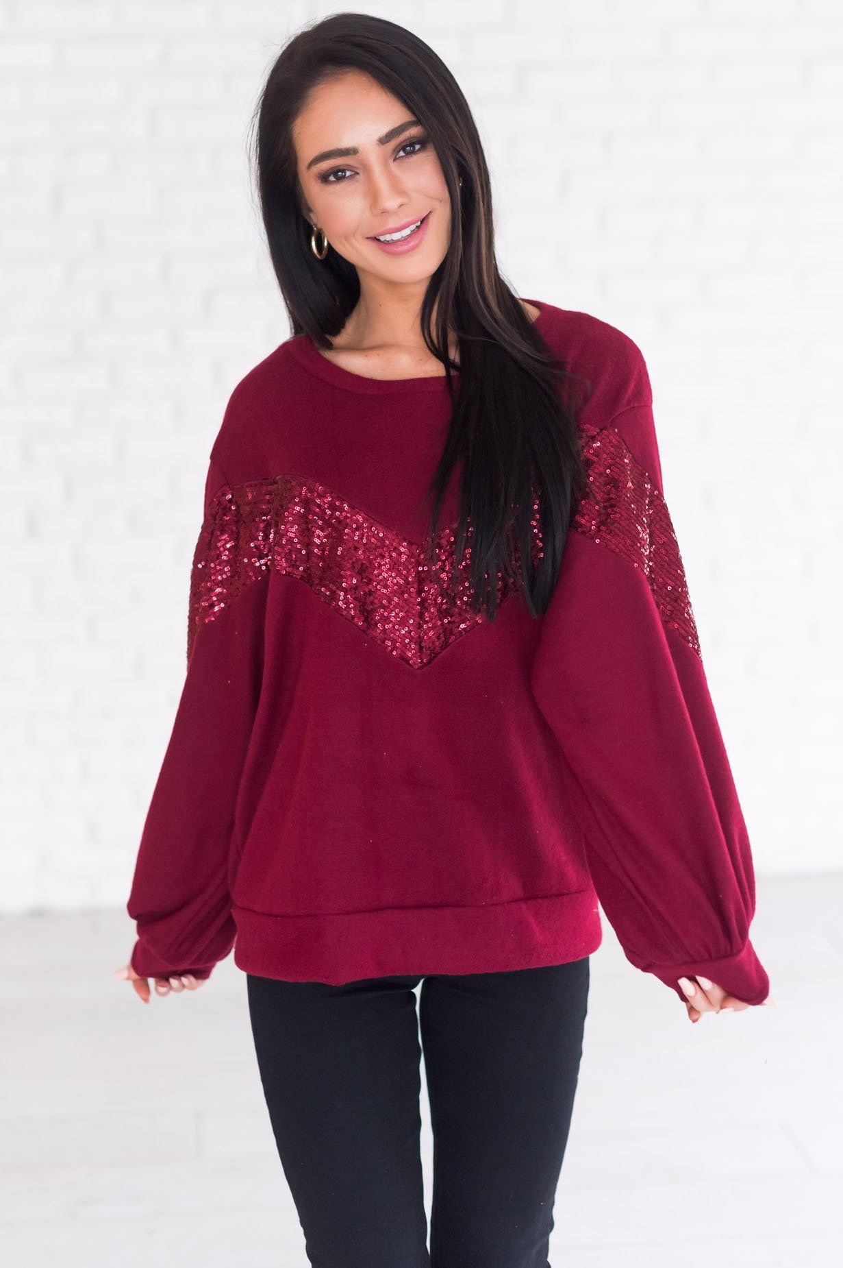 Filled With Joy Modest Fleece Top