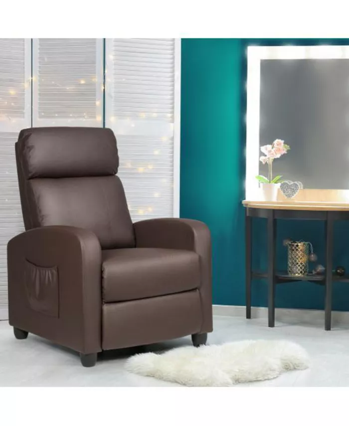 Slickblue Recliner Sofa Wingback Chair with Massage Function-Brown