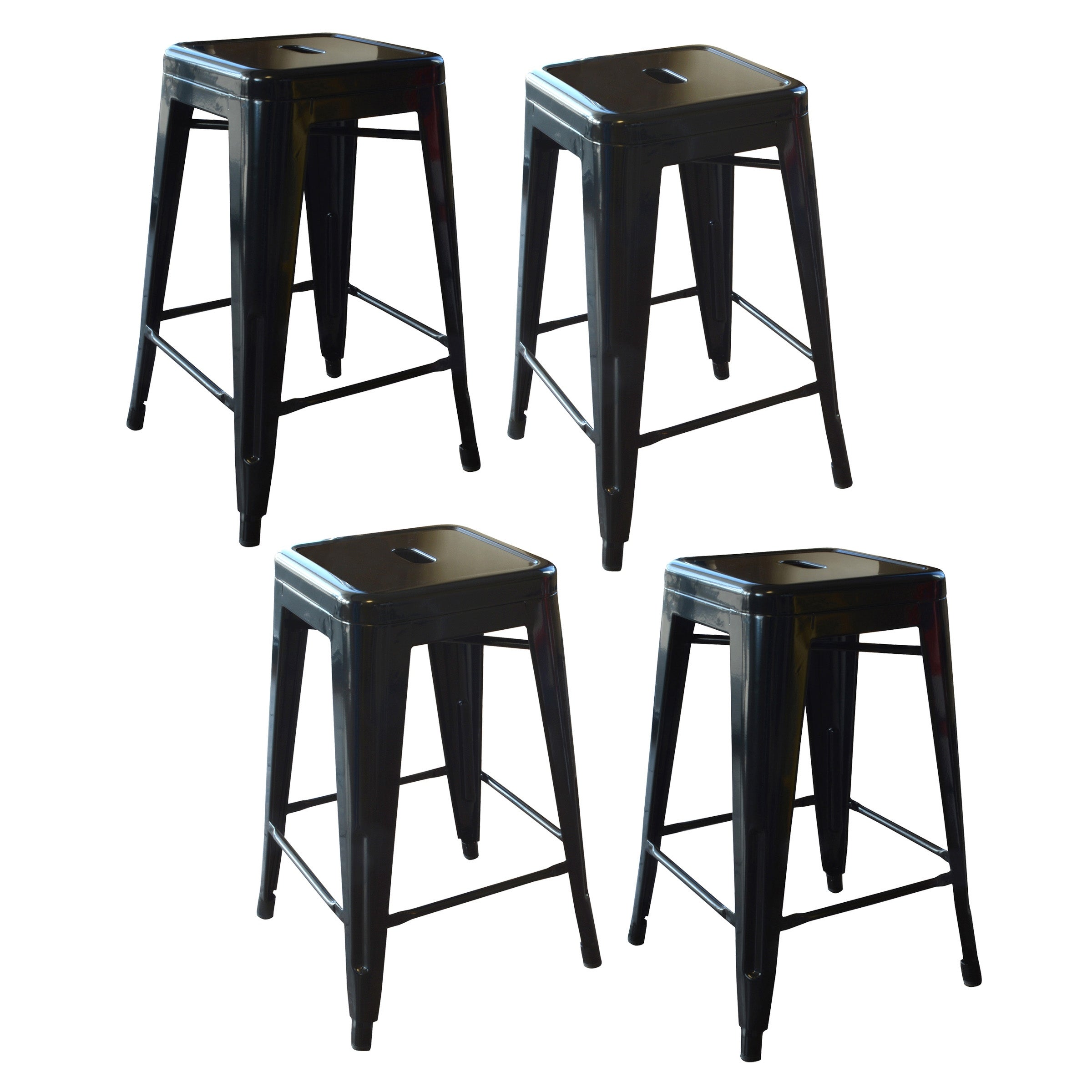 Loft Black 24 Inch Metal Counter Stool - 4 Piece