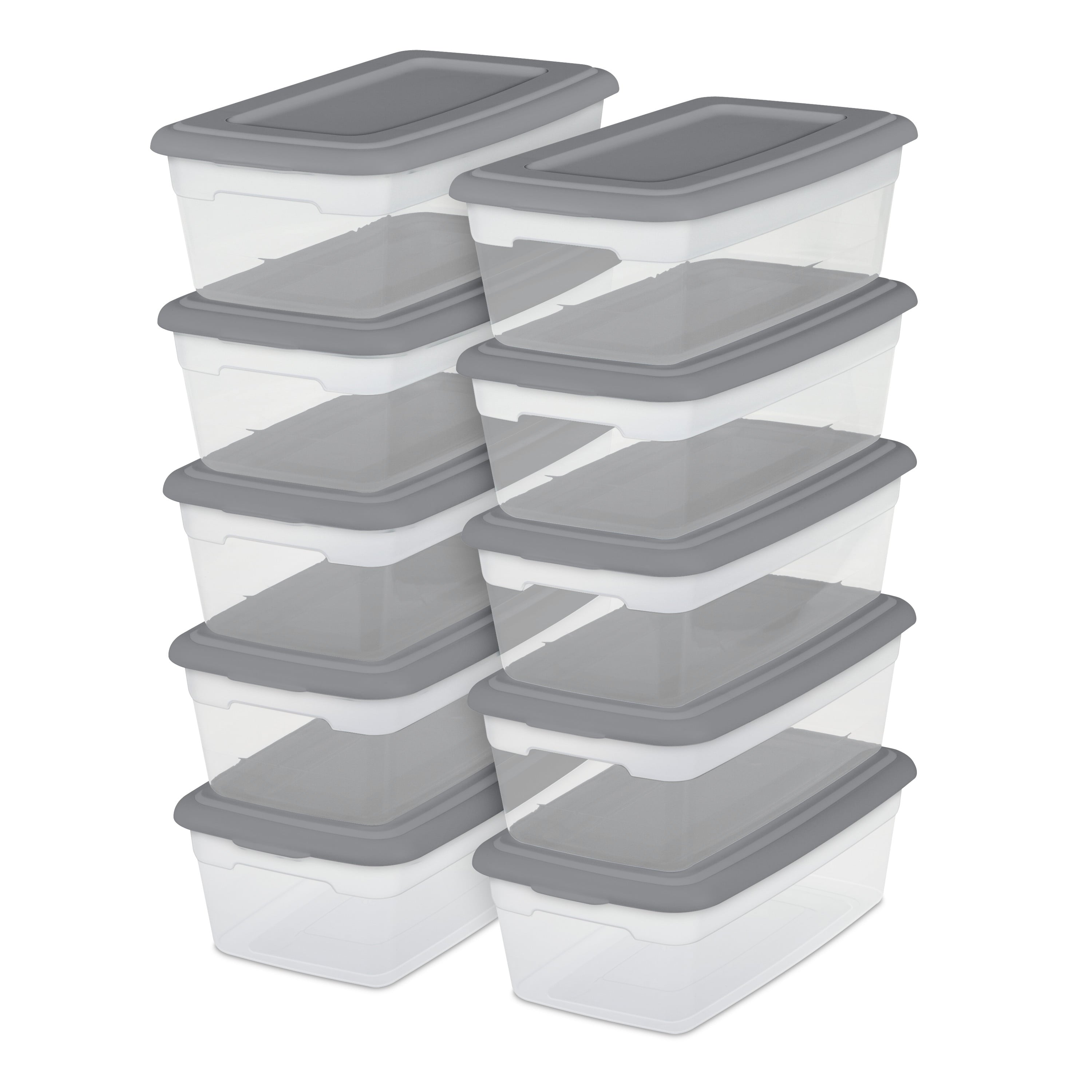 Sterilite 6 Qt. Storage Box Plastic, Titanium, Set of 40