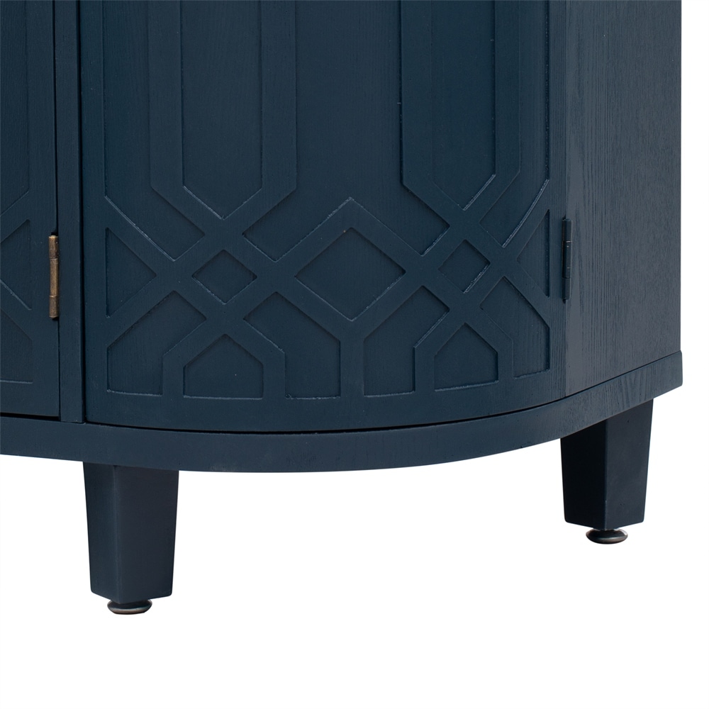 Curved Design Storage Cabinet w/ Four Doors and Adjustable Shelves