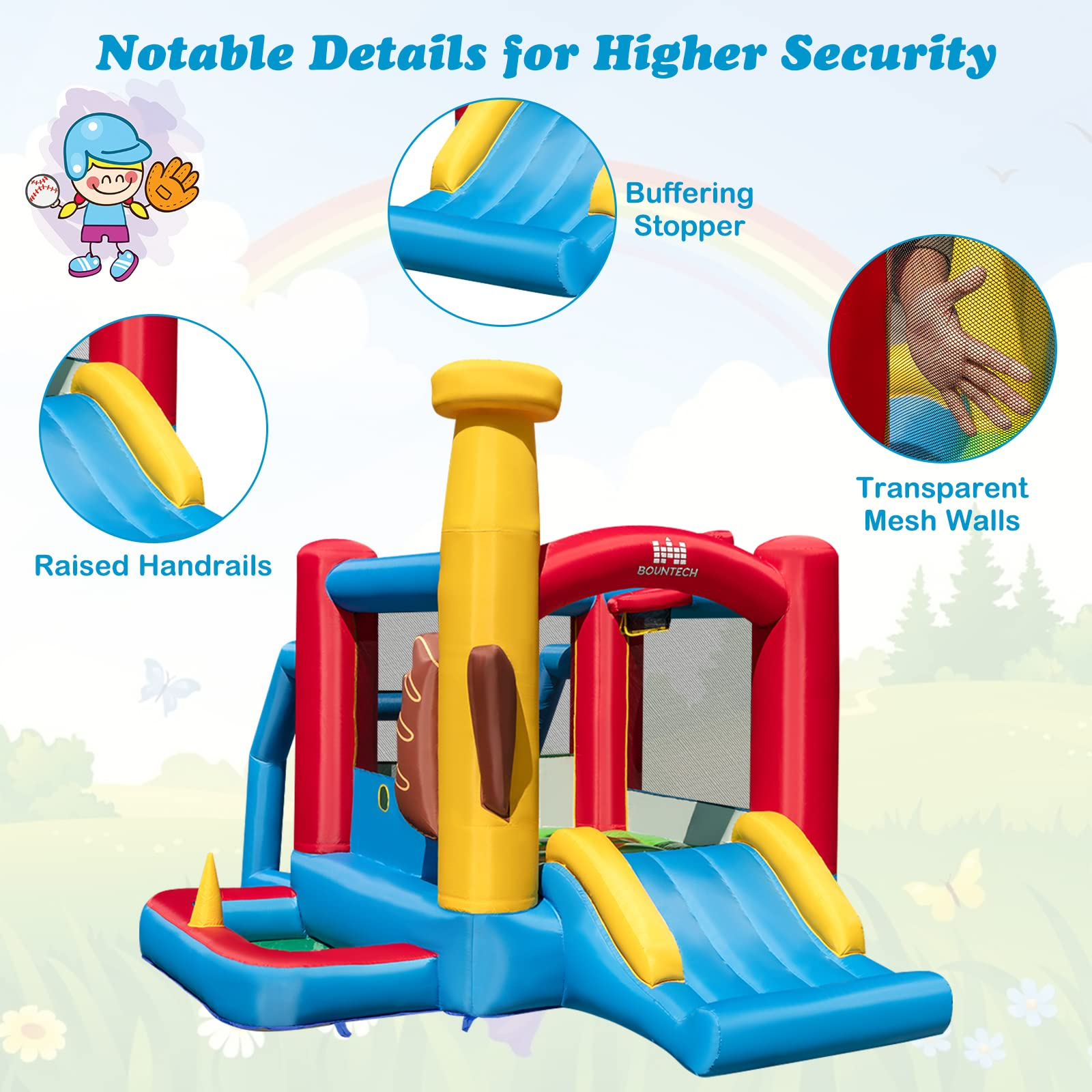 BOUNTECH Inflatable Bounce House, Bouncy House for Kids Indoor Outdoor Party with Jumping Area