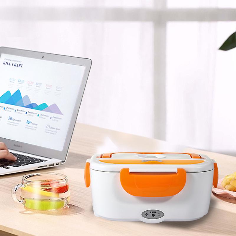 Electric Heating Lunch Box 2 Layers Portable Bento Box Food Container With Spoon Mini Rice Cooker 12v 40w For Home Office